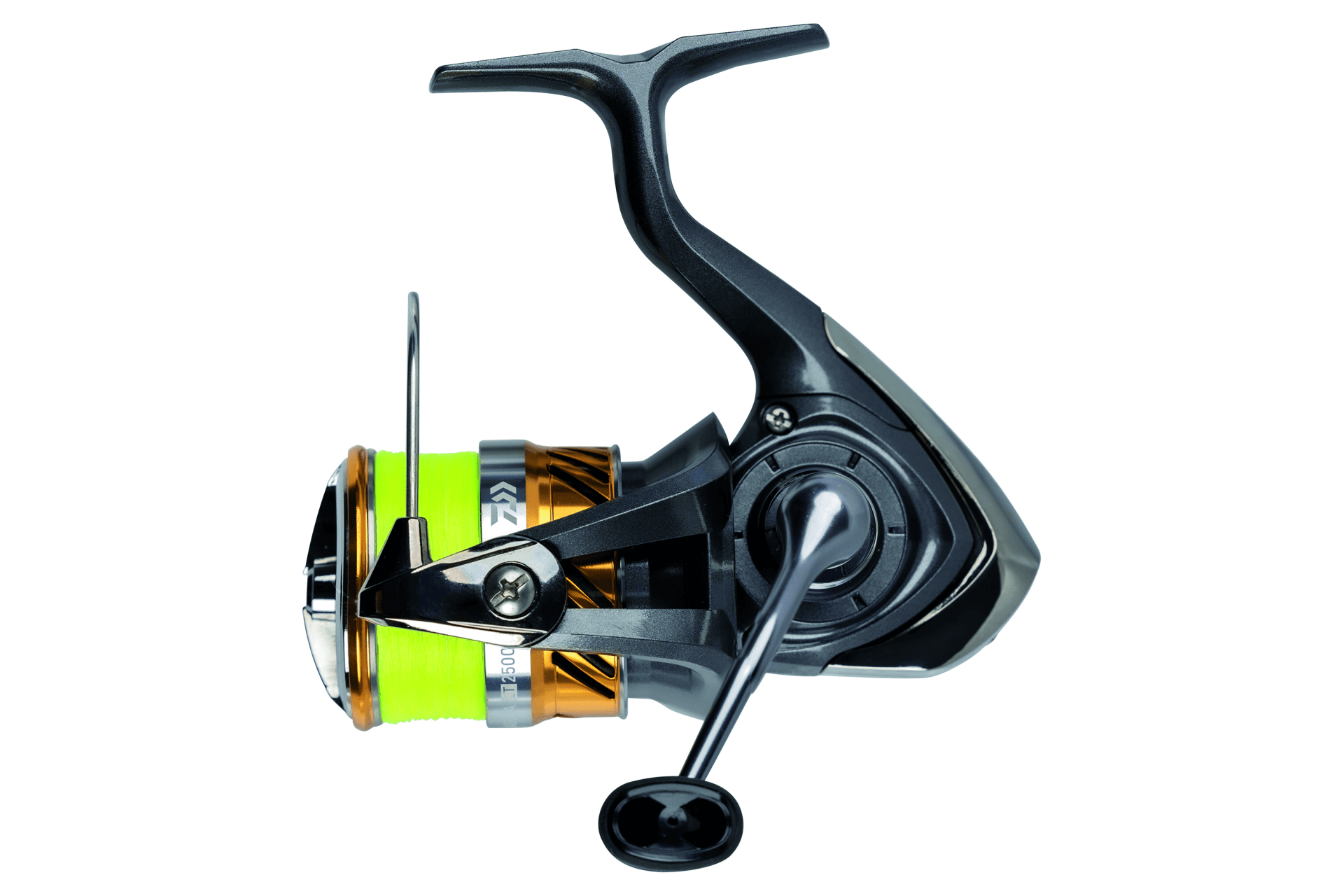 Daiwa 20 Laguna LT с заводской жёлтой намоткой J-Braid X4 — вид сбоку